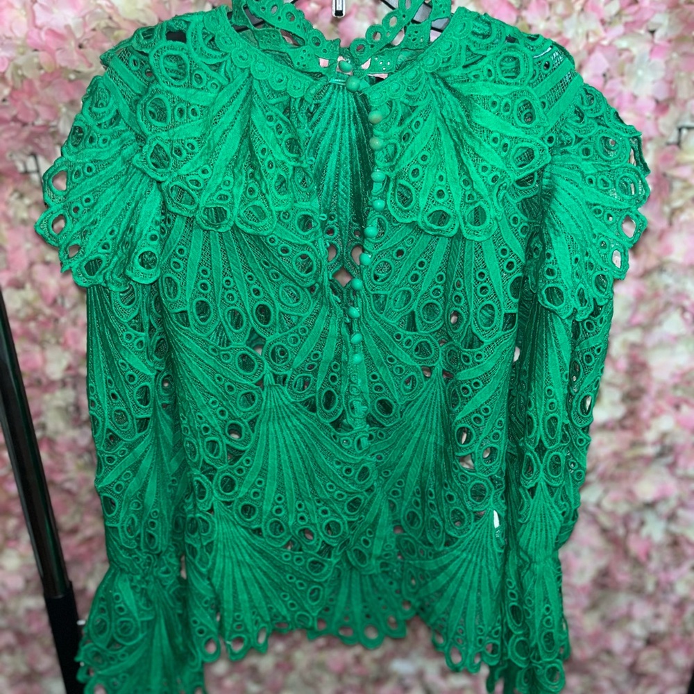Chic Green Lace Blouse for Women